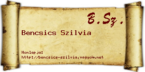 Bencsics Szilvia névjegykártya